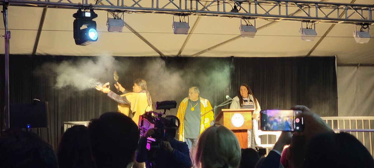 Happening now: The Tongva Blessing with Chief Anthony Morales and Andrew Morales as Monterey Park holds a vigil to commemorate the one year anniversary of the mass shooting.