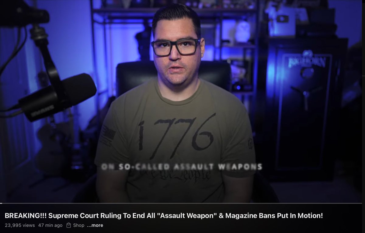 Watch the Armed Scholar for up-to-date news on the second amendment cases in the courts — CCW issues, rifle bans, magazine bans, ammunition bans, etc.. His latest video is up on YouTube: youtu.be/6d-yQV0KkG0?si… #2A #guns