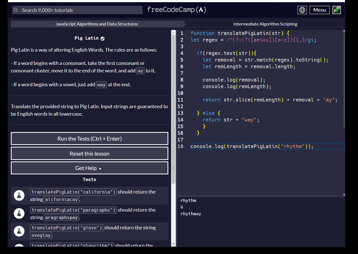 lightshock39's tweet photo. Day56/ #100DaysOfCode 
Original use if &amp; else if to try to solve this, but thought of regex. Use the test method for a string to start constant. I really need to refresh on regular expression, do you guys remember or just search?
Those daily @codewars challenges did help me a lot https://t.co/WJBotKf7gQ