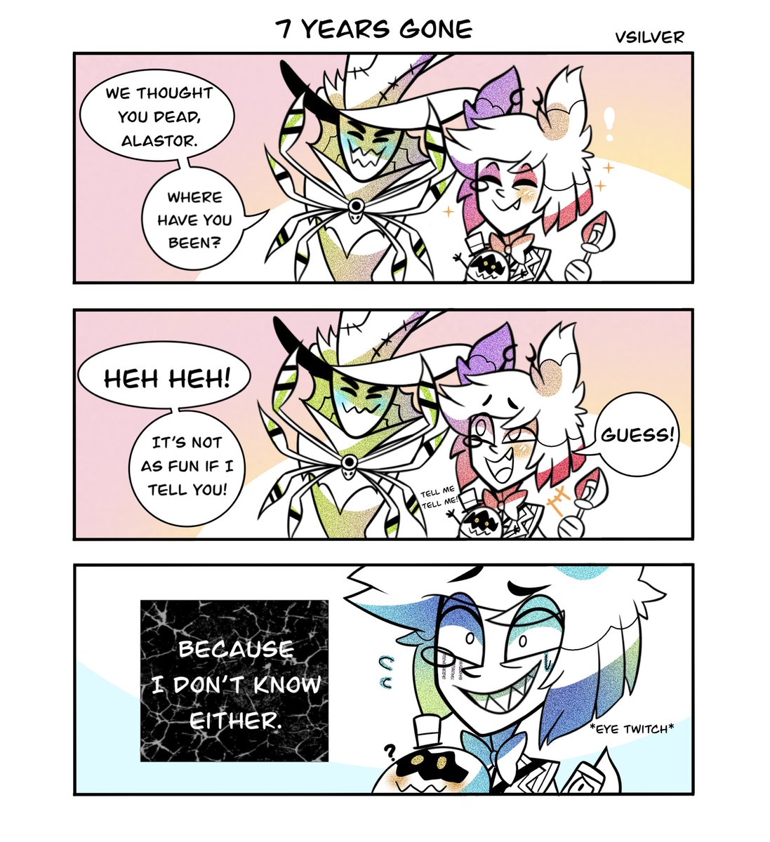 silverlinedcoat's tweet image. I think it’s funnier if it’s a mystery to him too 😊😂

#HazbinHotel #HazbinHotelAlastor #HazbinHotelZestial