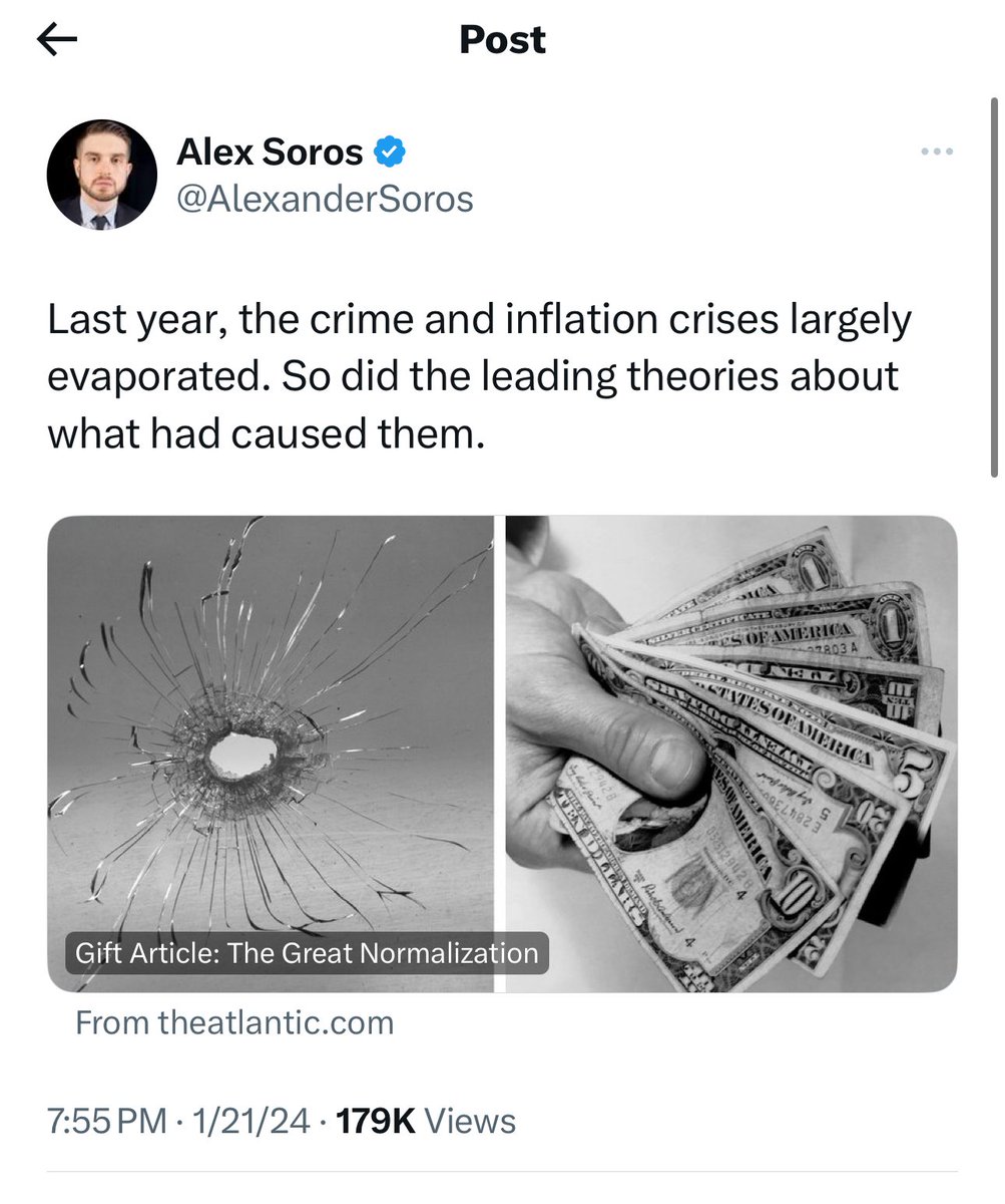 LauraLoomer's tweet photo. 🚨🚨 ANALYSIS OF THE ASSASSINATION THREAT AGAINST PRESIDENT TRUMP BY ALEX SOROS, SON OF DEMOCRAT PARTY MEGA DONOR GEORGE SOROS🚨🚨

.@AlexanderSoros is the son of @georgesoros.

His post tonight is a direct threat of violence against President Trump.

If you look closely at the photo in the @TheAtlantic article Alex Soros posted tonight, there is a call for assassination embedded in the pictures.

Not only does one of the pictures have a single bullet hole through glass, and not only is $47 of cash seen, but there’s messaging conveyed through the arrangement of the money. 

While some of the bills are upside down with obfuscated writing, “States of America” is legible on one of the bills. On another bill, the finger is covering the face of the US President.

And on another bill, the words “silver certificate” are legible. 

The $47 in cash is a reference to the 47th President of the United States Of America (Donald Trump). 

Silver Bullet= simple guaranteed solution for a difficult problem =certificate 

Alex Soros is conveying that “the silver bullet” for $47 is death and that a financial award will be paid to the person who does it. 

This is a threat against the life of President Trump. The son of George Soros and @TheAtlantic are suggesting they will give an award to whoever kills 47 because the other legible text on the bottom bill with the President’s face on it says “will pay to the bearer on demand”. 

Aka a paid hit man. 

This assassination threat needs to be taken very seriously. @SecretService @FBI @JasonMillerinDC @LaCivitaC @TeamTrump @DanScavino @TheStevenCheung @EricTrump @DonaldJTrumpJr @realDonaldTrump 

RECEIPTS! 👇🏻