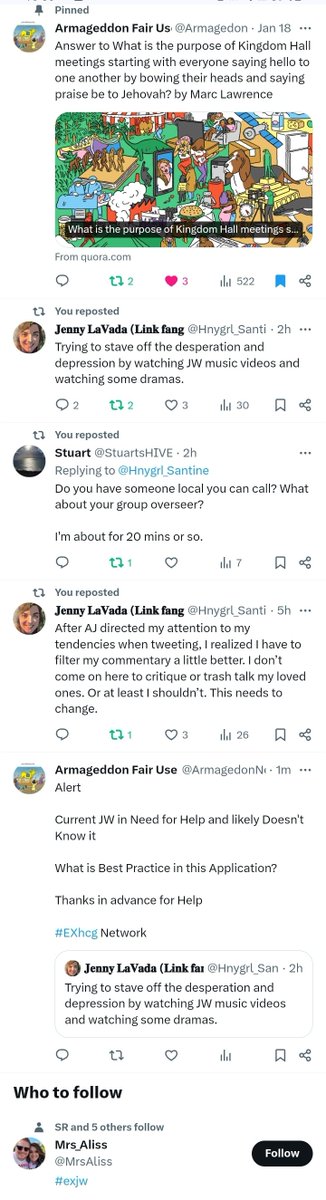 ArmagedonNearMe's tweet image. Alert Jehovah's Witnesses Experiencing Emergency-Like Symptoms including Depression

Thanks in advance for Help

#EXhcg Network #EXhighControlGroup

- @ArmagedonNearMe