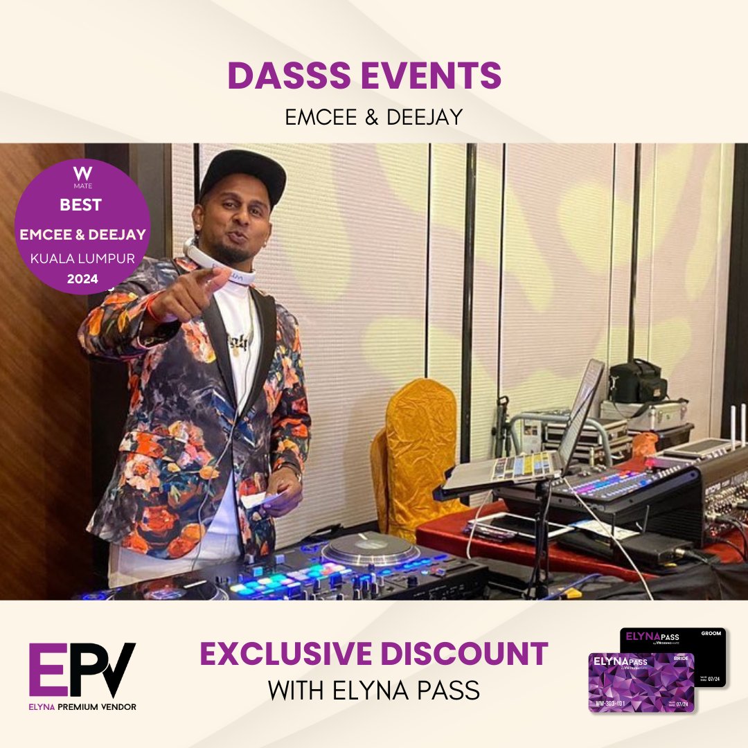weddingmatemy's tweet photo. What is a wedding without an emcee and deejay right?
Dasss Events is the best emcee & deejay if you’re looking for one!
#weddingmate #wedding #weddingmalaysia #weddingemcee #deejay #dj #emcee #weddingdeejay https://t.co/OU9N69uxpf