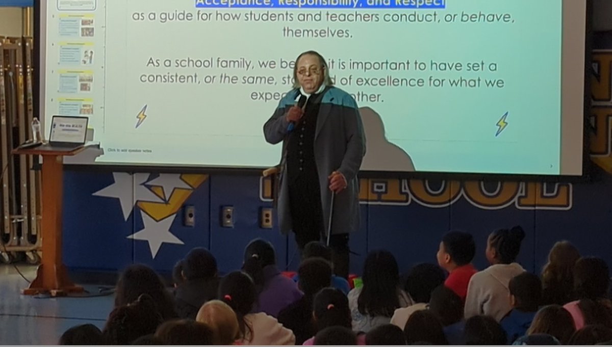 BenFranklinES's tweet photo. Bolt spirit day for our We Are Bolt Assembly. The day was full of trivia, Minute to Win it games, and Benjamin Franklin! #shinebrightedison https://t.co/mxBo5rQIGq