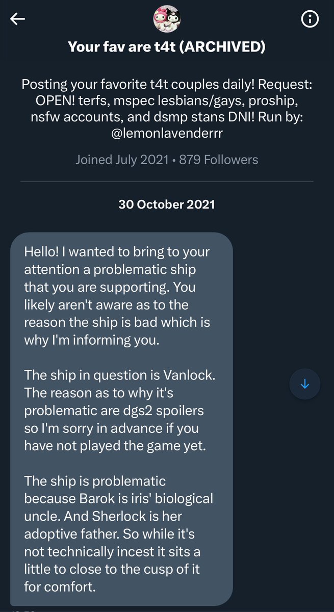 Everytime i clear my submissions i stumble upon this dm and i just cant bring myself to delete it. I just cant