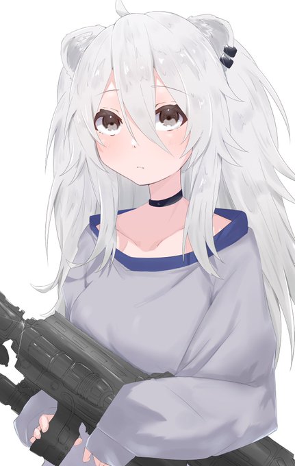 「assault rifle white hair」 illustration images(Latest)