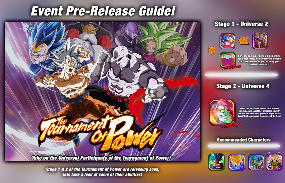 DokkanEntropy's tweet photo. [Announcement] The New Tournament of Power event is incoming! The first 2 stages will be ready tonight!
Take a look at the Upcoming Event Guide! 
#DokkanEntropy #EntropyNow https://t.co/djN3pTsJ55