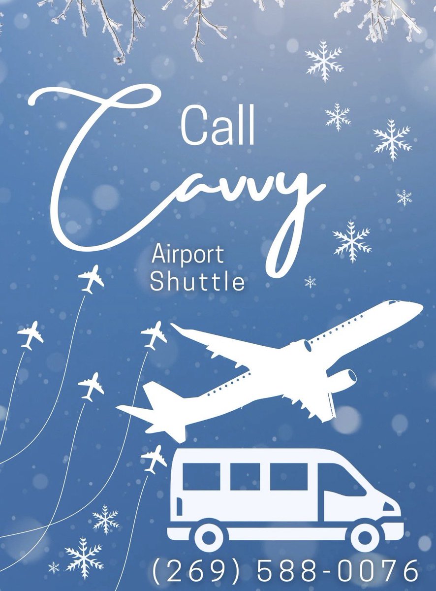 CavvyCo's tweet photo. We’re safely delivering and retrieving people from the surrounding airports.  If you need a ride our van seats up to seven people, plus the driver, and plenty of room for luggage.   #snow #winter #safe #SWMI #bridgman #baroda #airport #taxi #SaintJoseph #newbuffalo #uber #berrien https://t.co/KCFBn3EFzm