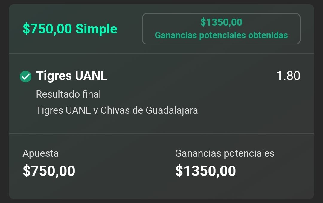 ramicks_'s tweet photo. ¡FREEPICK GANADO!

Muy buena victoria de Tigres que nos pone a cobrar 👏 

Únete a nuestro canal de Telegram donde enviamos todas nuestras apuestas👇

https://t.co/W8rfEByfG2

Deja tu LIKE y comentario si ganaste conmigo ❤️ 🫶 https://t.co/SBwjxrvL1N