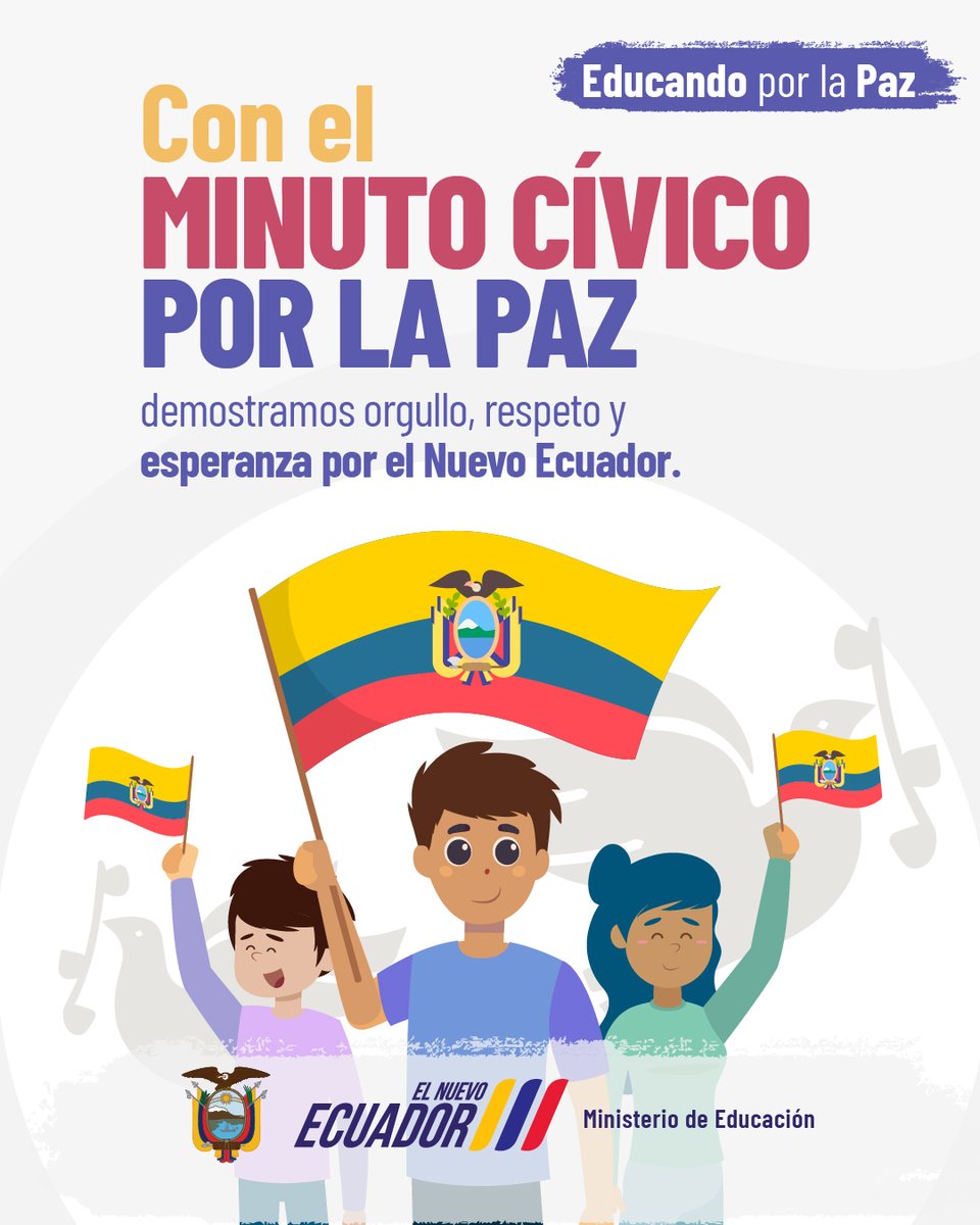 Educacion_Ec's tweet photo. #EducandoPorLaPaz | Retornamos a clases presenciales y todos nuestros estudiantes participan del minuto cívico por la paz, de esta forma fomentamos valores como el respeto, empatía, solidaridad y amor por #ElNuevoEcuador.

#YoContribuyoPorLaPaz https://t.co/kBTNKEKMtK