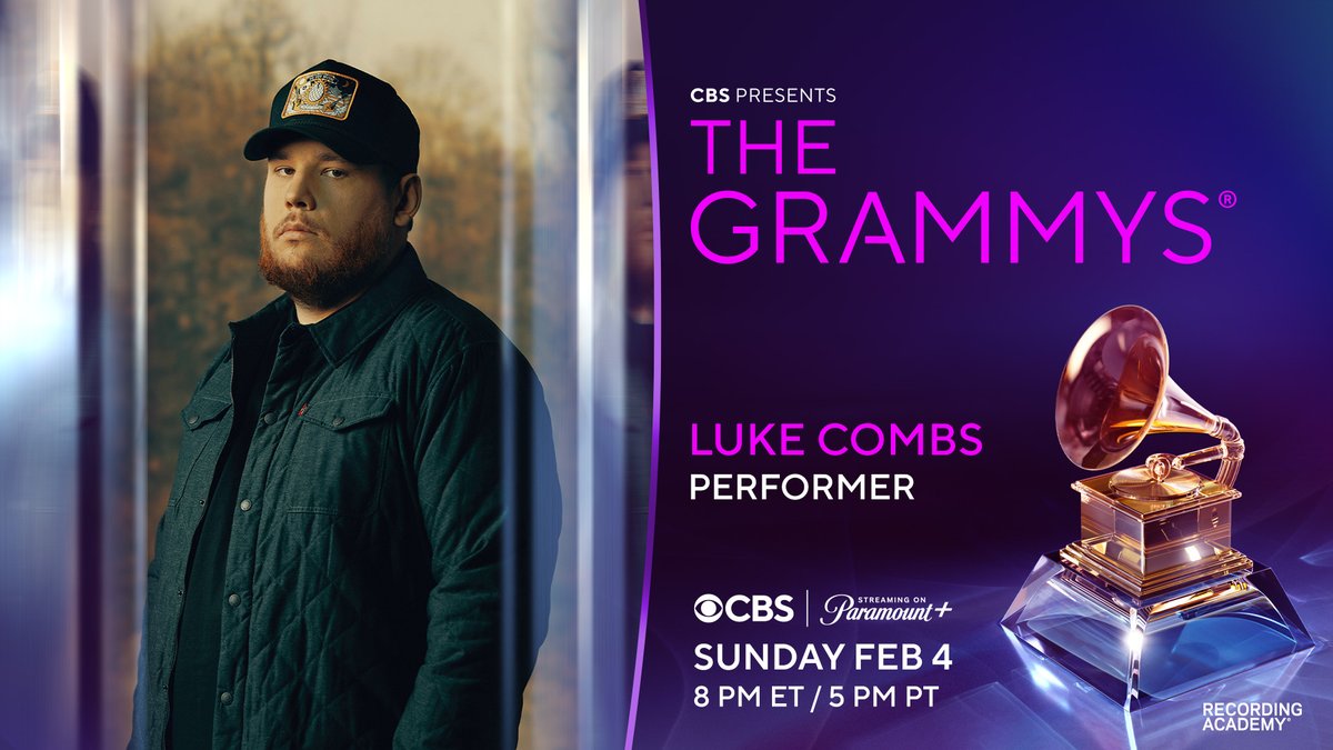 🎤 Y’all don’t have to drive too far to watch this @LukeCombs’ performance. The 66th #GRAMMYs are on Sunday February 4th at 8 PM ET / 5 PM PT on @CBS. ↪️ See who else is performing: grm.my/428Qq2z