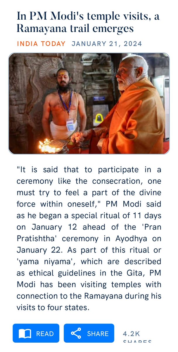 bjppradeeppatil's tweet photo. In PM Modi's temple visits, a Ramayana trail emerges https://t.co/5BeUCd4Dx7
