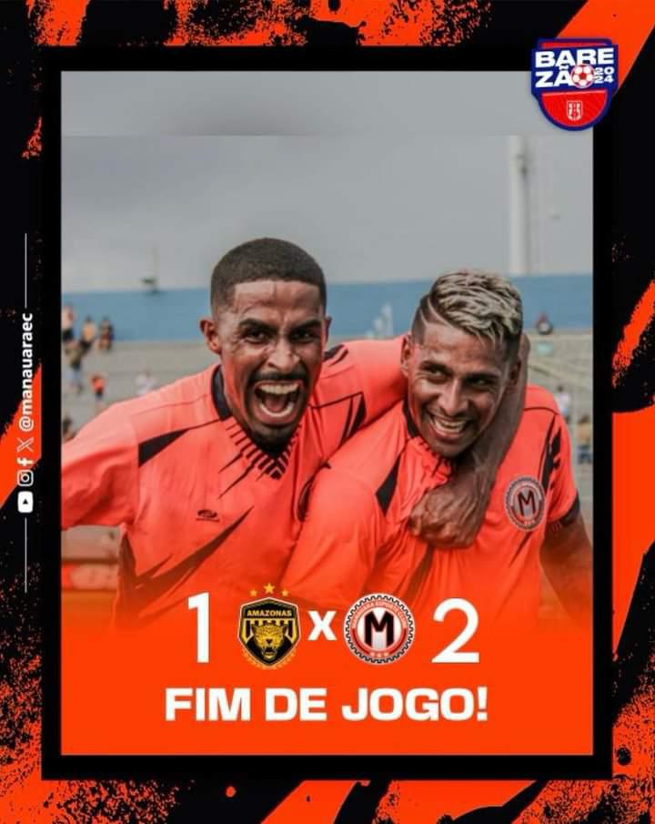 VITÓRIA DO 🤖⚫️🟠! 

Na estreia no Campeonato Amazonense 2024, o Manauara EC venceu por 2 a 1 o Amazonas FC, neste domingo (21), no estádio Carlos Zamith. 

Aos 14 minutos, Joãozinho deixou o dele e, aos 38, Michael garantiu a vitória para o Robô. Sassá diminuiu para a Onça