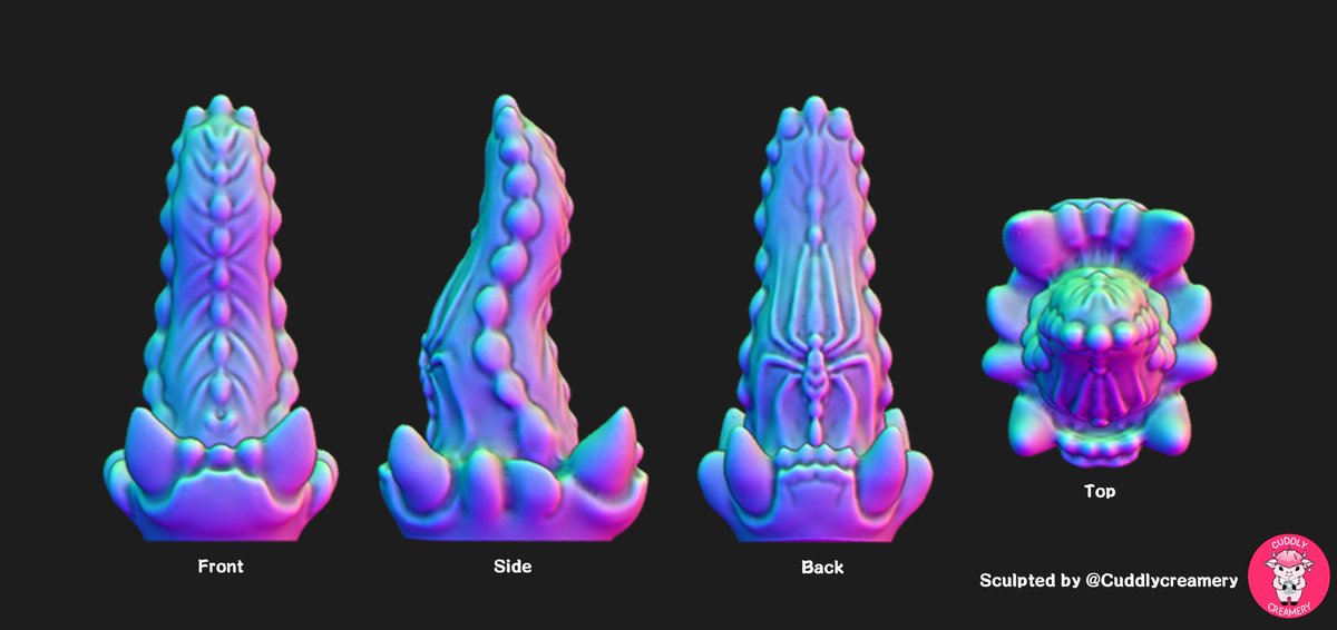CuddlyCreamery's tweet photo. New Pinned Tweet!!
Hi, I'm Latro and welcome to the Creamery!
Here I strive to design (And someday make) unique fantasy sex toys. 
All of my models are for sale, so DM me if you want to purchase one, but check out my Carrd for important info and pricing.
https://t.co/s9wJ9zgmKy https://t.co/9FiTZbA0aa