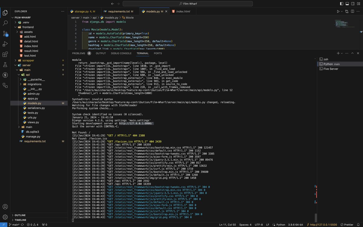 Vikchukwuemeka's tweet image. 🚀 Excited to share my latest project! 🎬 I developed an open-source Rest API using Django Rest Framework, simplifying access to free movies.  #OpenSource #DjangoRestFramework #MovieAPI #TechInnovation #WebScraping #PythonCoding