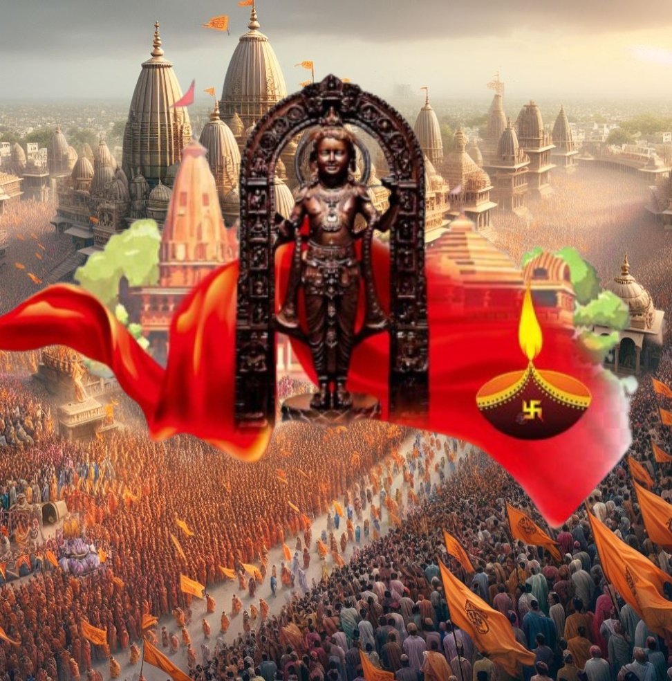 ManmathRout's tweet image. Embark on a historic journey as Ayodhya unveils the majestic Ram Mandir today – a symbol of faith, unity, and cultural richness! 🕊️🙏 #AyodhyaRamMandir #HistoricMoment