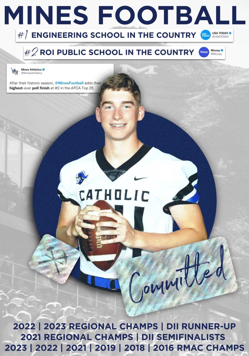 Josh Hildebrand (@hilde2024) on Twitter photo After an amazing official visit this weekend I am COMMITTED to <a href="/MinesFootball/">Mines Football</a>! Thank you so much @scottg24 & <a href="/coach_sterbick/">Pete Sterbick</a> for this opportunity! #HELLUVAENGINEER⚒️
<a href="/kirkjuice32/">Coach Kirk Johnson</a> <a href="/MCPKnightsFB/">Montgomery Catholic FB</a> <a href="/Coach_Casper/">Coach Casey Casper</a> <a href="/Coach_MThompson/">Matt Thompson</a> <a href="/Chris_kickcoach/">Coach Chris Kennedy</a> <a href="/_Mike_McCabe/">Coach Mike McCabe</a> <a href="/CSmith_53/">Clarke Smith</a> <a href="/HKA_Tanalski/">Adam</a> After an amazing official visit this weekend I am COMMITTED to <a href="/MinesFootball/">Mines Football</a>! Thank you so much @scottg24 & <a href="/coach_sterbick/">Pete Sterbick</a> for this opportunity! #HELLUVAENGINEER⚒️
<a href="/kirkjuice32/">Coach Kirk Johnson</a> <a href="/MCPKnightsFB/">Montgomery Catholic FB</a> <a href="/Coach_Casper/">Coach Casey Casper</a> <a href="/Coach_MThompson/">Matt Thompson</a> <a href="/Chris_kickcoach/">Coach Chris Kennedy</a> <a href="/_Mike_McCabe/">Coach Mike McCabe</a> <a href="/CSmith_53/">Clarke Smith</a> <a href="/HKA_Tanalski/">Adam</a>