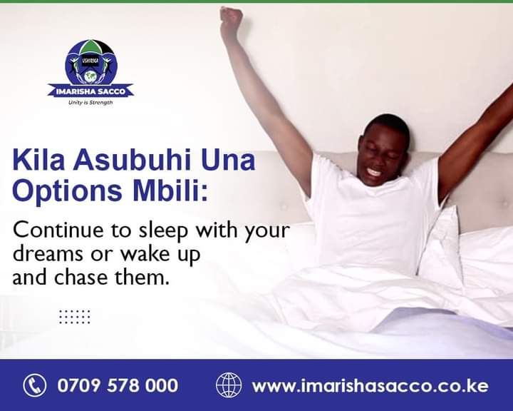 ImarishaSacco's tweet photo. Happy New Week Wangwanaπ₯: Always remember Kila Asubuhi Choices huenda yakawa Mambo Mawiliππ
Meanwhile, Vibe with us in the comments section let us know the proud members βοΈAdmin leo anamark register π
#jiungenasi
#newweeknewgoals
#proudmembers https://t.co/mkG07uTXSz