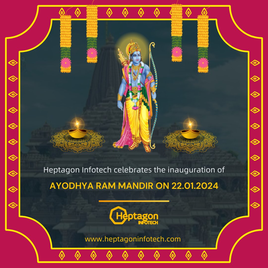 HeptagonInfote1's tweet photo. 🌸Jai Shree Ram🌸 🙏
May Lord Ram shower his divine blessings on all devotees present during the Pran Pratishtha Mahotsav, filling their hearts with peace, joy, and spiritual enlightenment.
#RamMandirPranPrathistha  #RamMandirAyodhya  #RamJanmabhoomi  #heptagoninfotech https://t.co/ogTaWbFNBK