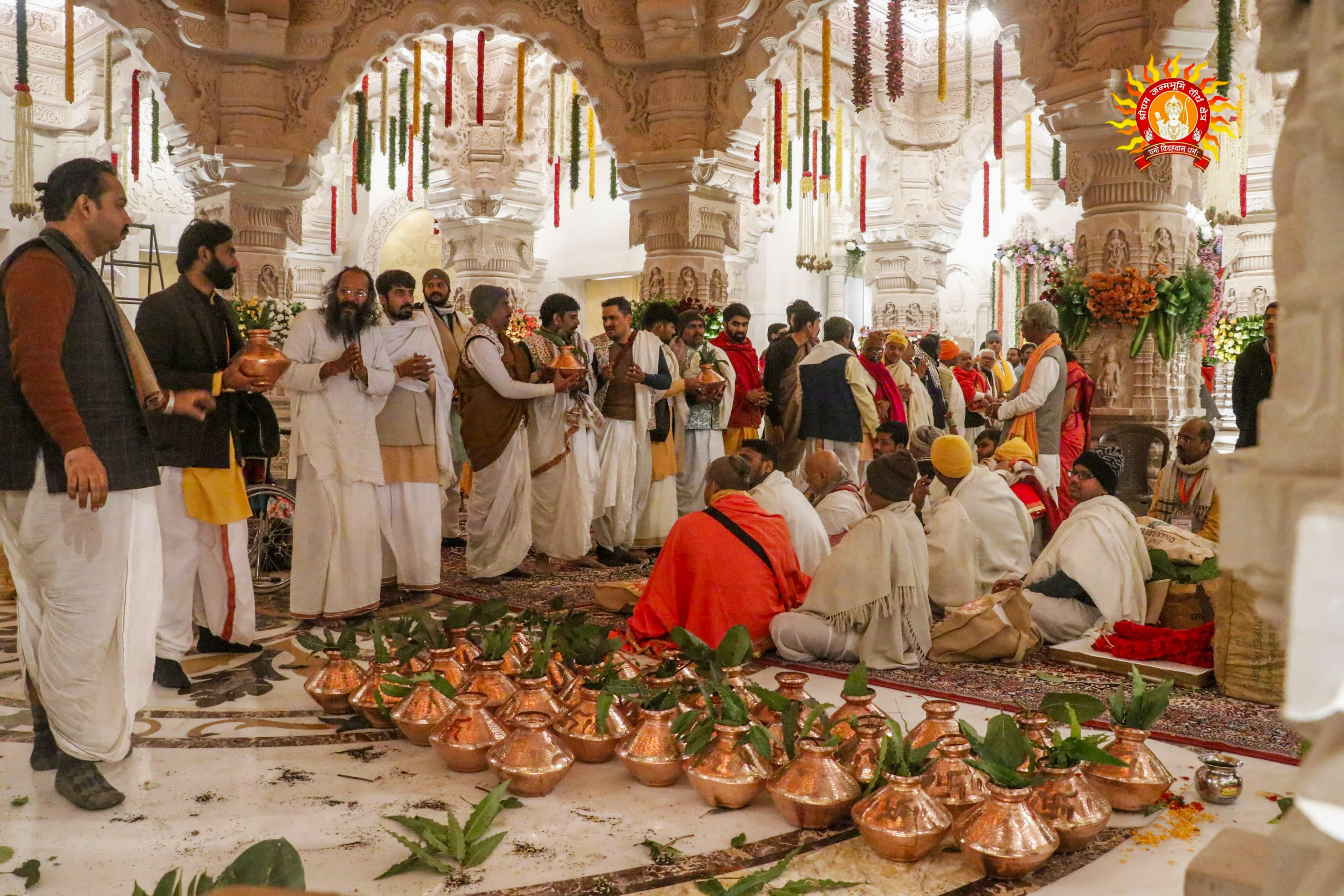 The Hindu on X: "Priests perform 'puja' rituals ahead of the consecration  ceremony of #RamMandir, in #Ayodhya. https://t.co/uu6p90Vq5n" / X