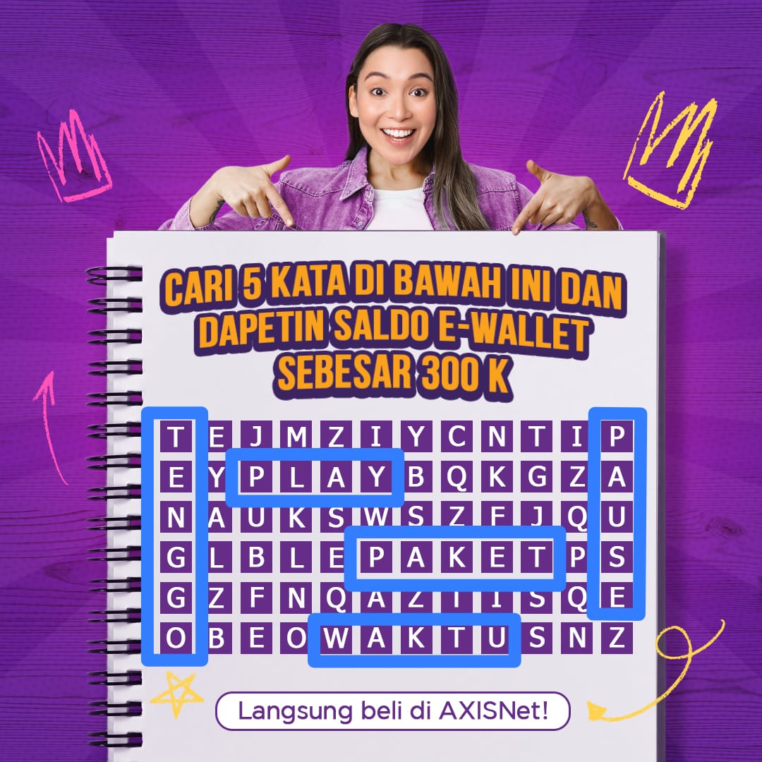 @AXISgsm 5 kata yg aku temukan nih min @AXISgsm 💜
1. Play
2. Pause
3. Tenggo
4. Paket
5. Waktu
 Yuk guysss ikutan buruan gih #EmangKitaBeda kita kerennn @matcha4magic @bila_alfina @wth2leoboys 💜