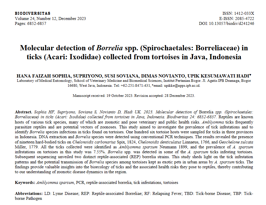 paper bimbingan mahasiswa S1 akhirnya published di jurnal biodiversitas, terindeks scopus Q3. semoa next paper bisa di Q2 atau Q1. nice work hana. smujo.id/biodiv/article…