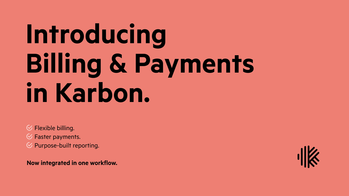 karbonhq's tweet photo. Billing & Payments, the most extensive new Karbon feature ever built, is now live. Experience flexible billing, faster payments and real-time reporting built into Karbon.
See it in action and learn how to get started. #KarbonUpdate
https://t.co/13VXd5v63T https://t.co/HYVkz0dqeE