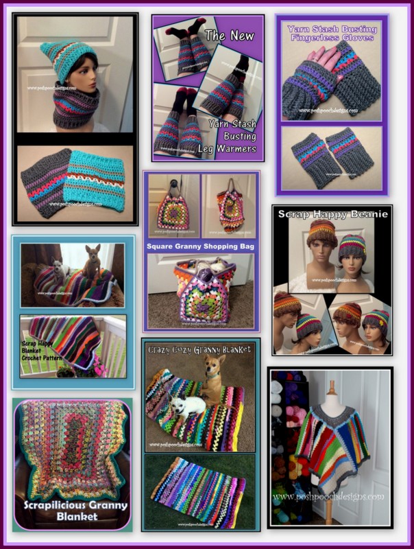 Scrap Happy Crochet Pattern Collection - - - -…shpoochdesignsdogclothes.blogspot.com/2021/01/scrap-…  - - -#crochetpattern #scraphappy #stashbusting #yarnstash