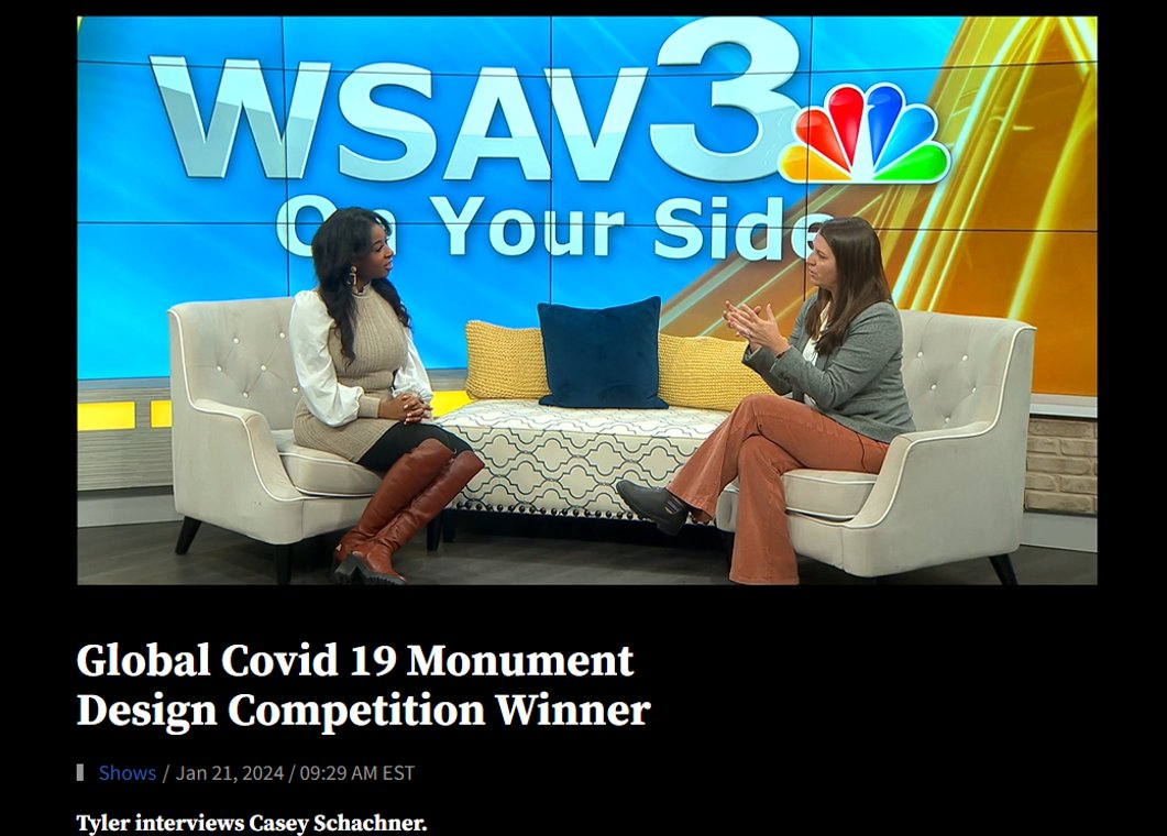 Our Monument artist Casey Schachner appeared on #Savannah TV to reveal her design concept. Honor a COVID-19 essential worker or memorialize a loved-one on our website: bit.ly/3CPE0kh. More about Casey: bit.ly/47fhOOf. #COVIDmemorial #CovidIsntOver…