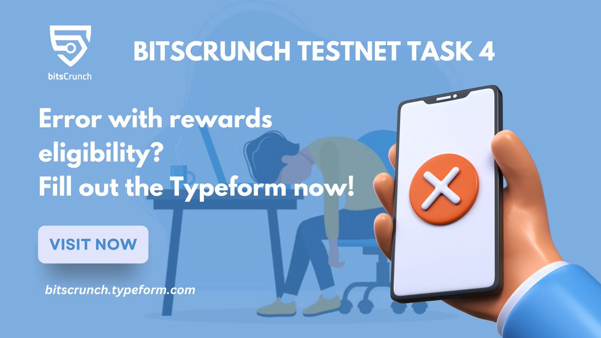 0xTammyy's tweet image. If you&apos;re not eligible for the @bitsCrunch Testnet Task 4 rewards, but think there might be a mistake! 

Fill out our eligibility assessment form at bitscrunch.typeform.com/to/e2VoBtTl to address any concerns. 📝 

 #bitsCrunch #Testnet #Task4 #Rewards