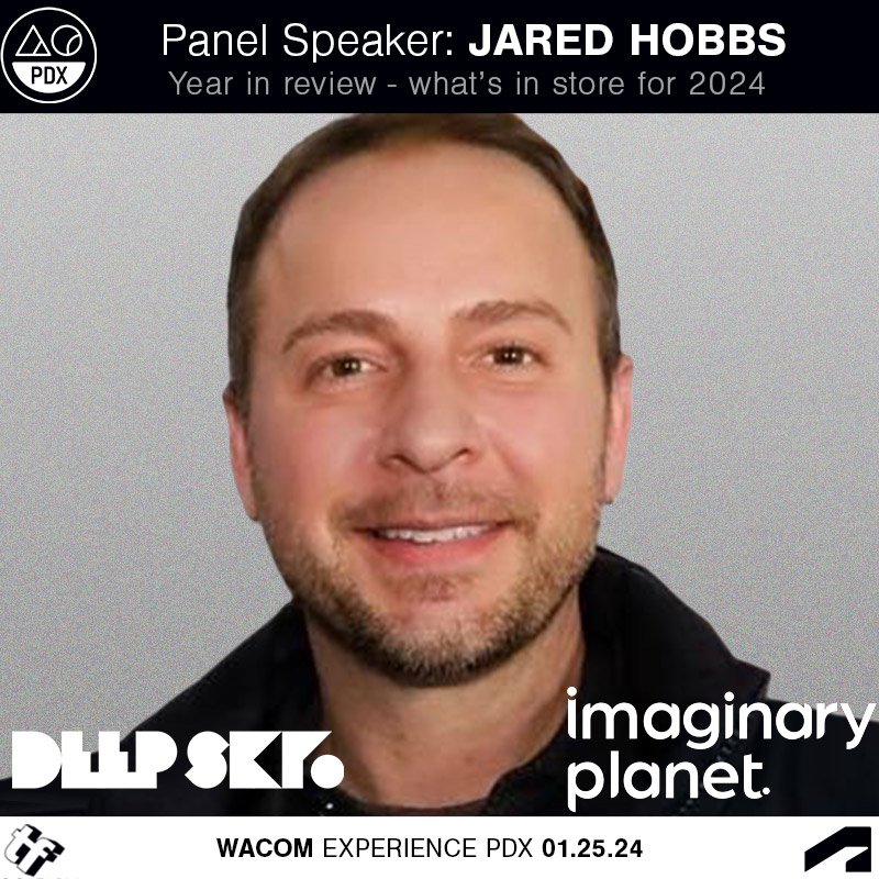 Final speaker announcement! Jared Hobbs will be joining our next AePDX event to talk about 2023 and what to look forward to in 2024. Jared is the owner of "Deep Sky" and "Imaginary Planet".

Join us on Januaray 25th at the Wacom Experience PDX starting at 5pm.

<a href="/thisisdeepsky/">Deep Sky</a>