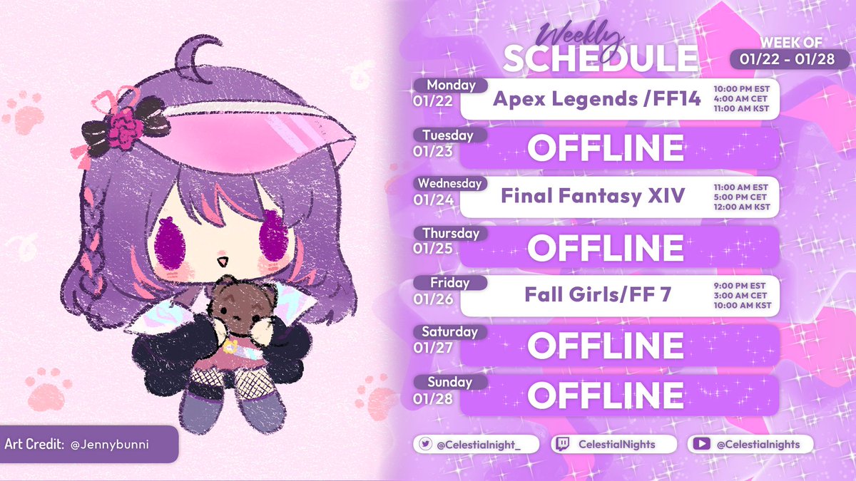 CelestialNight_'s tweet photo. I'm back! Taking it a little easy this week with more FF streams! Friday stream will be earlier at 9pm EST I'll be in the Fall Girls game night Hosted by Loyally!
#celestlive
#celestclips
#celiart
#VtuberEN
https://t.co/S9zbSqiajc https://t.co/cvnL3fwBPX