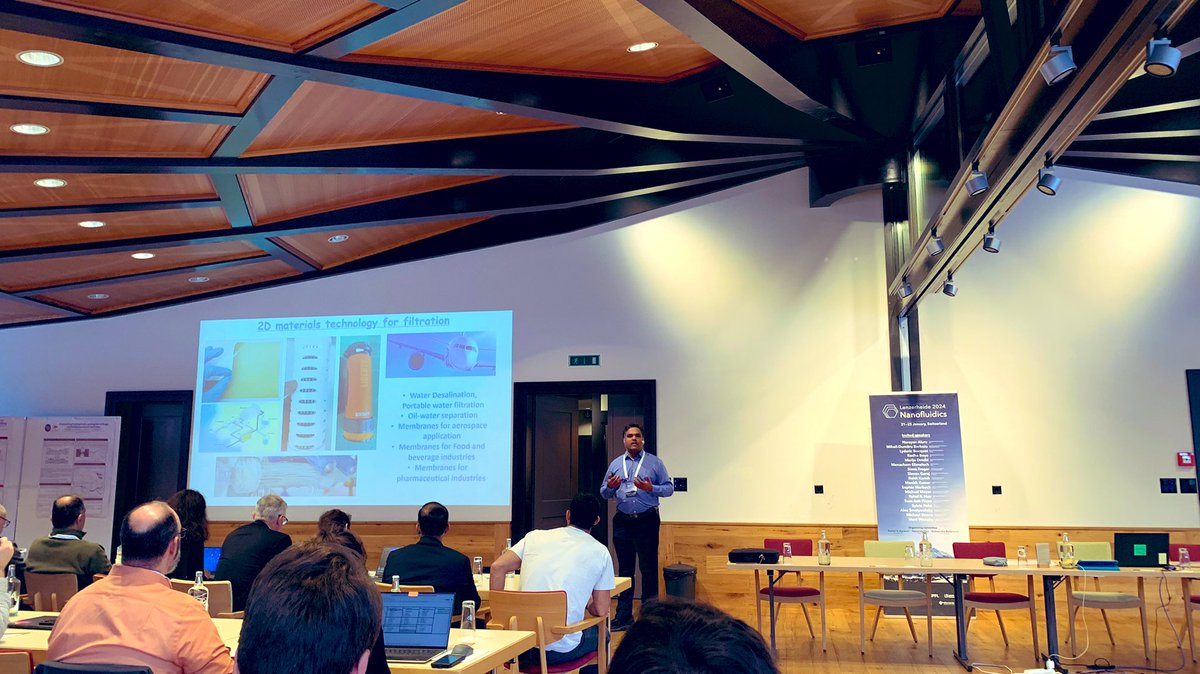 A nice kickoff of the #nanofluidic2024 conference by Prof. Rahul R. Nair (<a href="/RRNairLab1/">R R Nair Lab</a>), presenting works on 2D laminar membranes.
<a href="/UoMChemEng/">UoM Chemical Engineering</a> <a href="/UoMGraphene/">The University of Manchester Graphene</a>