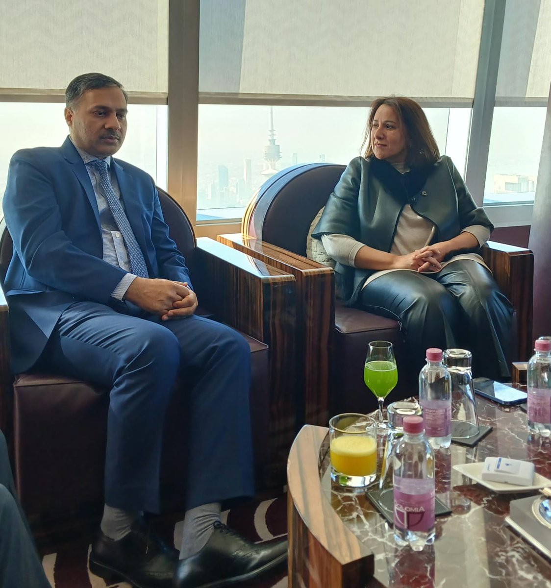 indembkwt's tweet image. Amb @AdarshSwaika1 met the CEO of #KIPCO Sheikha Adana Naser Al Sabah. He had productive discussions on investment cooperation as well as possibilities of collaboration in health and education sectors.