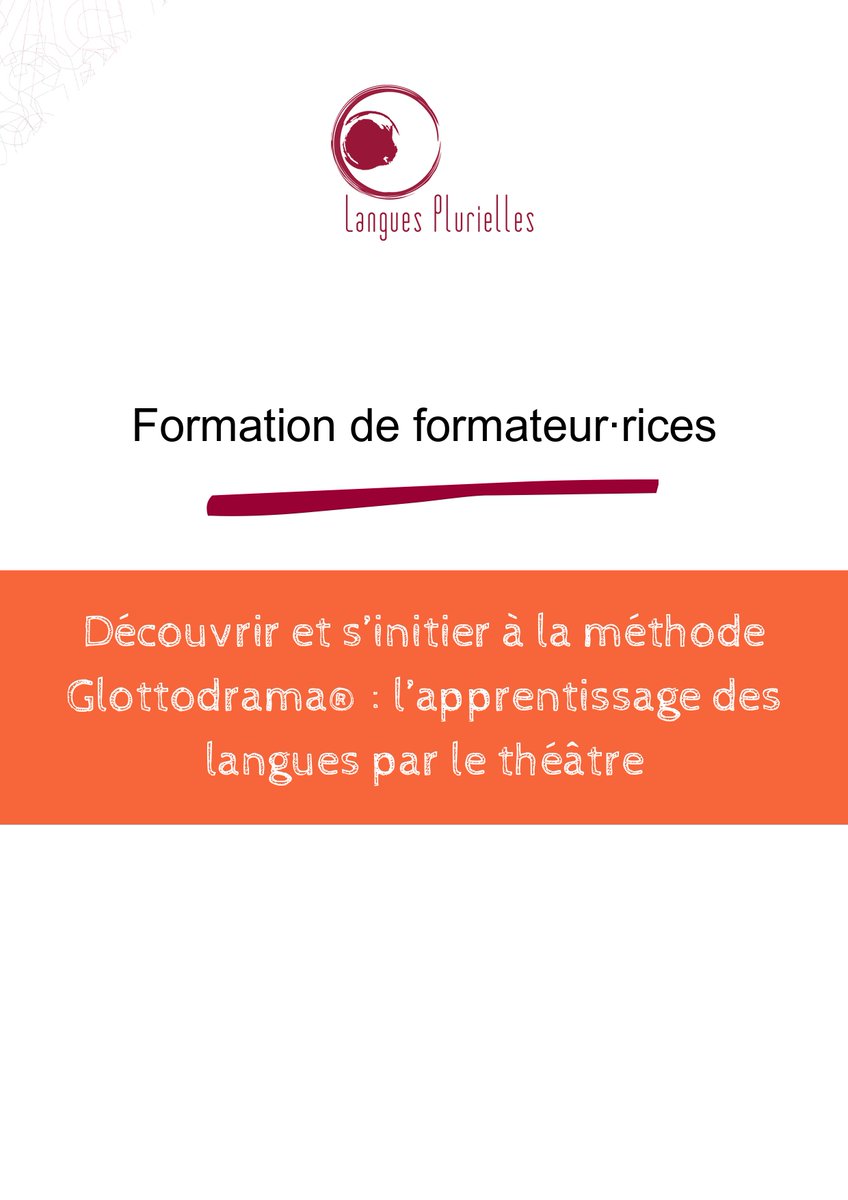 LanguesP's tweet photo. [Formation de formateur·rices] 

Nous avons le plaisir de proposer une formation de formateur·rices pour découvrir et s’initier à la méthode Glottodrama® : l’apprentissage des langues par le théâtre

🕐 21h 
🗓️ mai 2024
📍 Paris 18

+ d'info : contact@langues-plurielles.fr https://t.co/3FdRPPUzs6