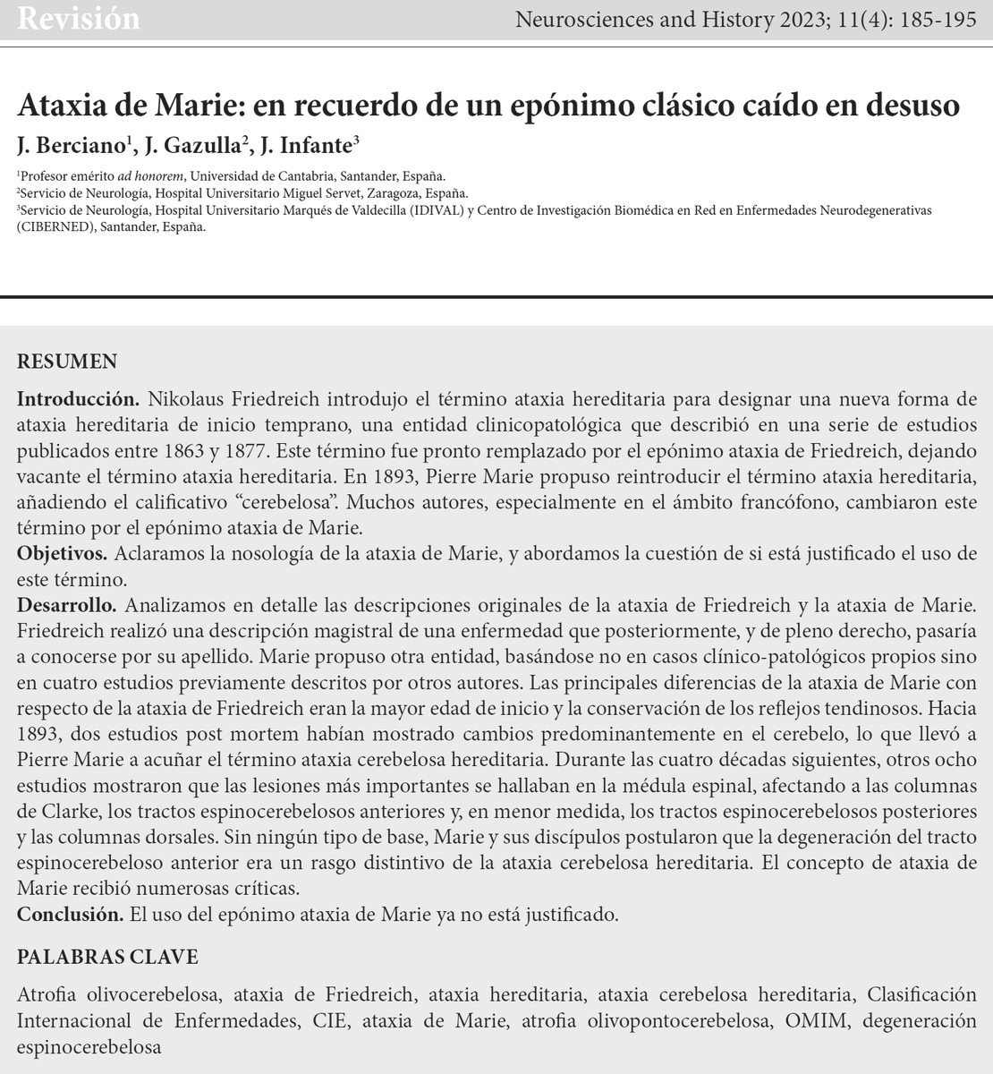 Ataxia de Marie: en recuerdo de un epónimo clásico caído en desuso

Neurosciences and History 2023;11(4):185-195 nah.sen.es/vmfiles/vol11/…

Ámbito de la revista y envío de trabajos:
nah.sen.es/es/informacion…
nah.sen.es/es/autores/ins…
