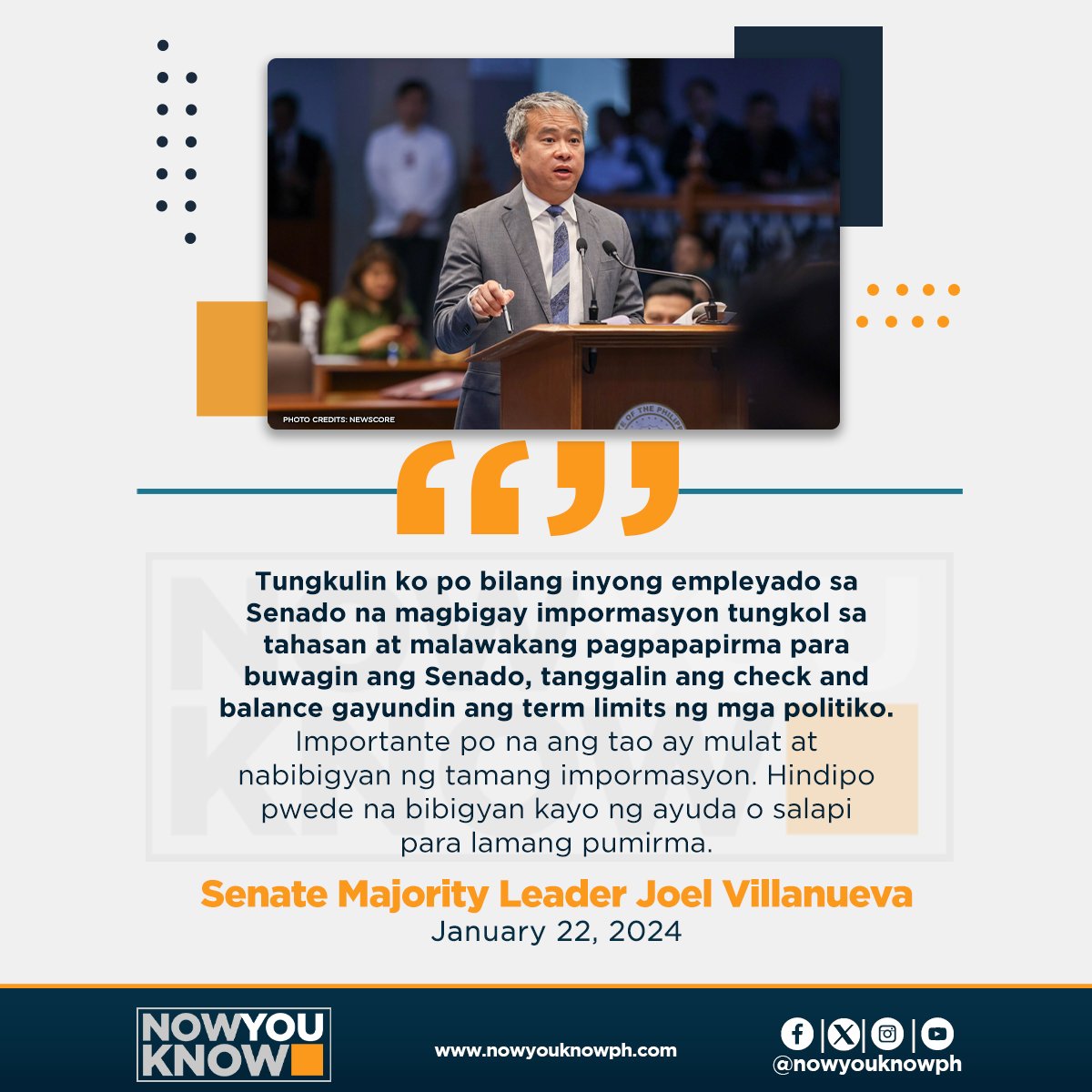 The supposed signature campaign for people’s initiative to amend the Constitution is a blatant move to dismantle the Senate, said Senate Majority Leader Joel Villanueva. READ: bitly.ws/3asId 📰Inquirer.net