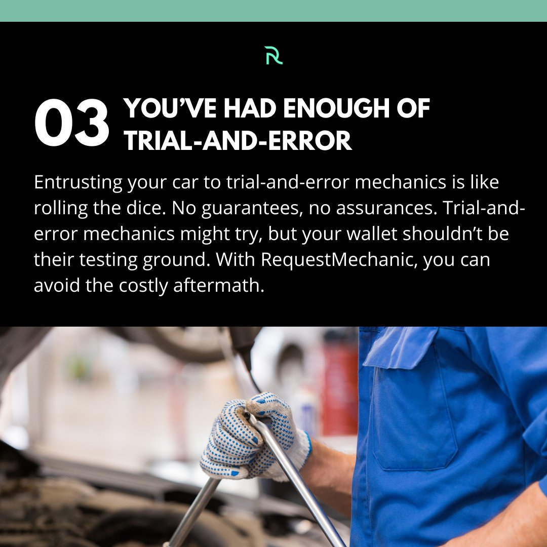 requestmechanic's tweet image. The signs are clear - if you've ever felt the agony of car emergencies, or struggled to find specialized care, RequestMechanic is your solution!