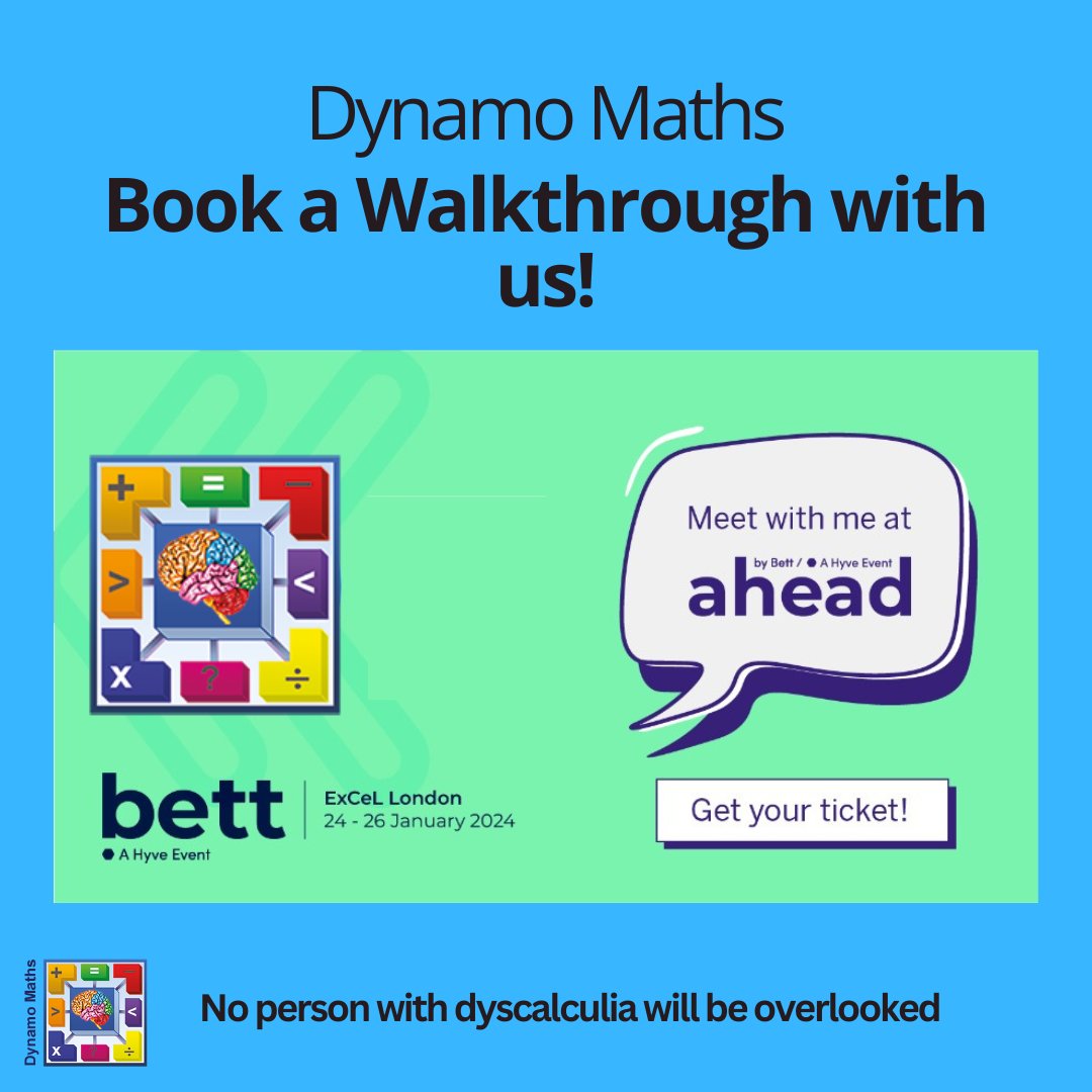 dynamomaths's tweet photo. #dyscalculia Unlock the potential of maths education at BETT 2024 with Dynamo Maths! 🔓
We extend a warm invitation for an exclusive walk-through at Stand SK10. Explore our online, research-based dyscalculia assessment and intervention!
#bett2024 #dynamomaths #dyscalculia #send https://t.co/VQqOcRt4C0