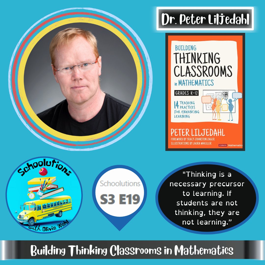 🧵1/4
@schoolutions S3 E19: Building Thinking Classrooms in Mathematics with @pgliljedahl

🎧 Listen:  buzzsprout.com/1890886/143225…
📺 Watch:   youtu.be/4qaCFNXFXd8

#solutionsfromschoolutions #schoolutionsinspires #schoolutionspodcast #buildingthinkingclassrooms #btc…