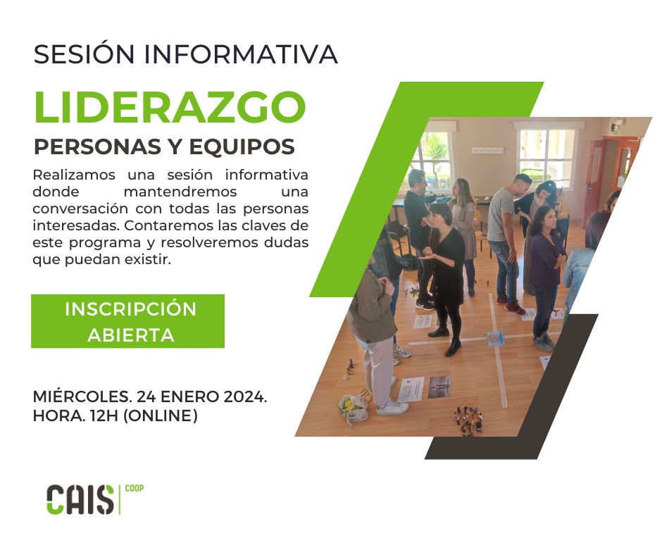 💥 Sesión Informativa: Programa de Liderazgo. Equipos y personas.  

Miércoles, 24 de enero 2024. 12h00. (Online).  

🌐 Inscripción a la Sesión Informativa: caisv11.s1.toolkitcais.com/survey/start/s…