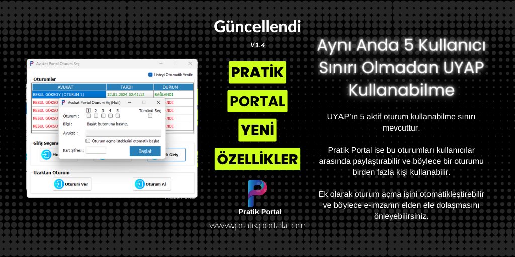 Pratik Portal ile 5 adet oturumu beşten fazla çalışanınıza kullandırma imkanına sahip olursunuz.
pratikportal.com