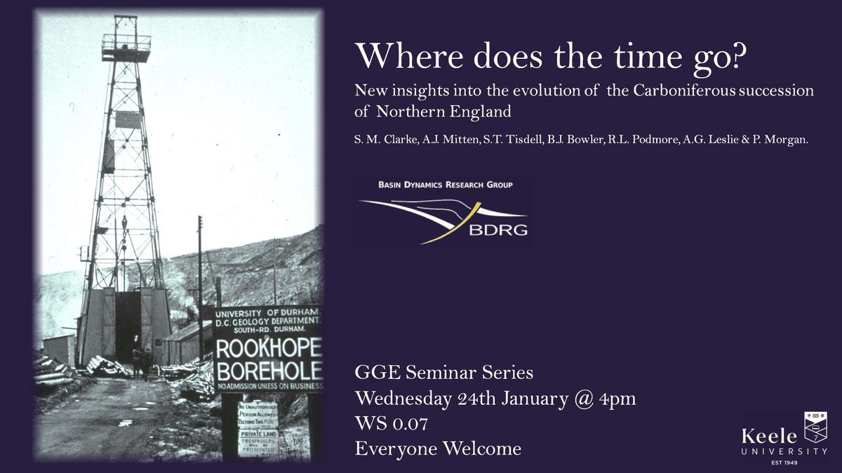 We're proud to announce the return of @KeeleGGE's seminar series, with the first session being held on Wednesday 24th of January in WS0.07 at 4 pm. This event is free to attend, and will be of particular interest to our geology students.