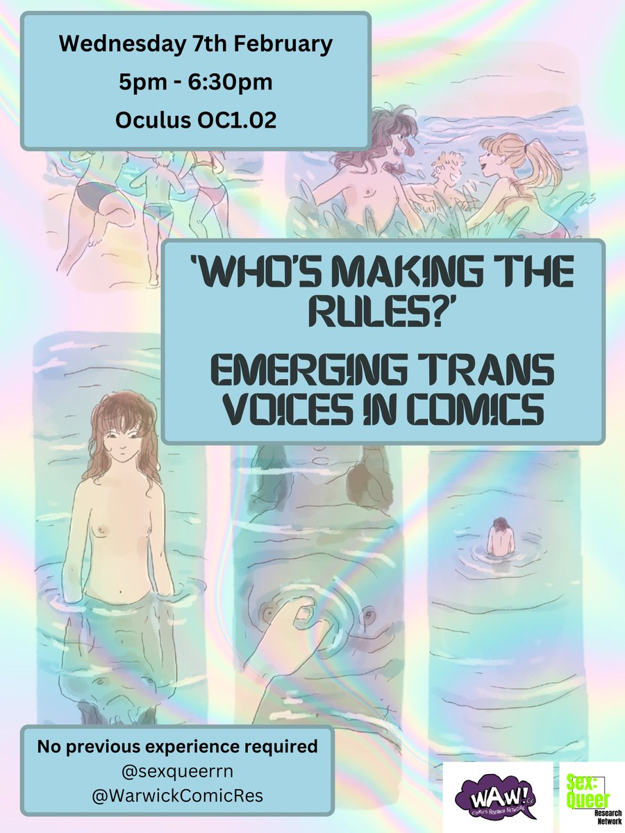 Sex:Queer Research Network (@sexqueerrn) on Twitter photo Join us and <a href="/WarwickComicRes/">Warwick Comics Research Network</a> for our Emerging Trans Voices in Comics reading group on the 7 February at 5pm.
No experience required, open to staff and students of all levels.
Email us at sex.queer.research@gmail.com to reserve your place and receive the extracts. Join us and <a href="/WarwickComicRes/">Warwick Comics Research Network</a> for our Emerging Trans Voices in Comics reading group on the 7 February at 5pm.
No experience required, open to staff and students of all levels.
Email us at sex.queer.research@gmail.com to reserve your place and receive the extracts.