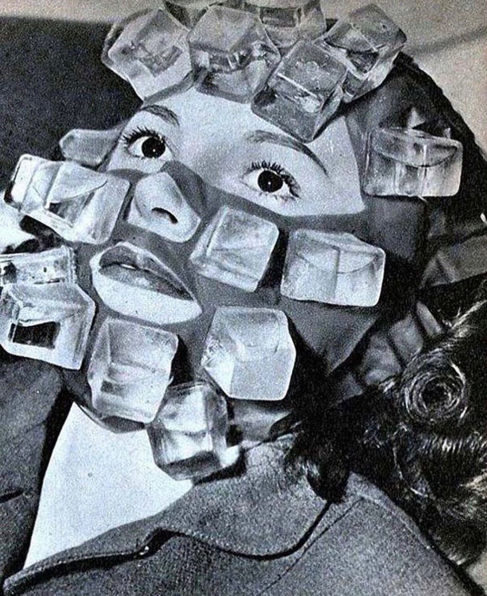 Ice cube mask designed to cure hangovers, 1947. Thread from Historic
