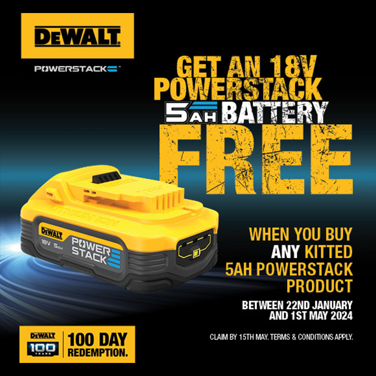 DM_Tools's tweet image. Claim a FREE 5Ah 18V DEWALT Powerstack Battery when you buy any 5AH Powerstack kitted product: bit.ly/42ffxkf #powerstack
