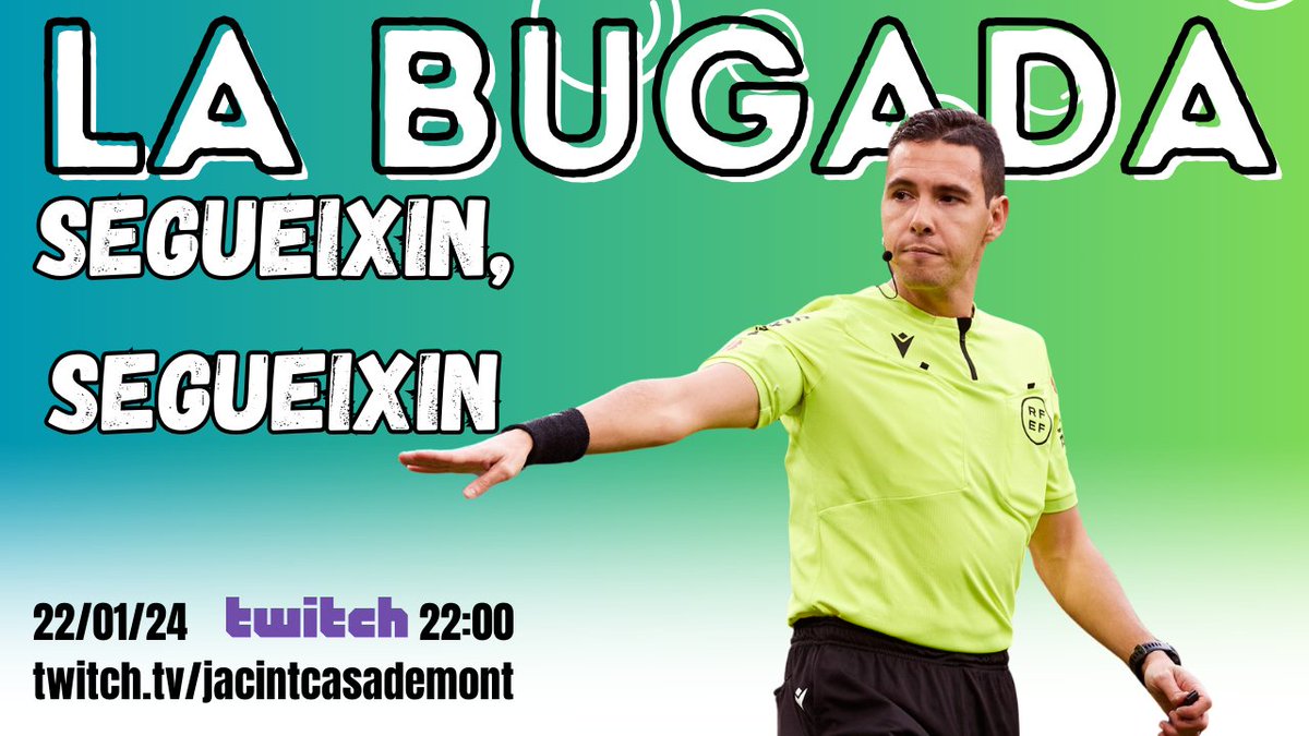 labugada's tweet image. 🎙️ Esta nit, a les 22:00, connecta't al nostre directe a Twitch! 🚀 La Bugada repassarà tota l'actualitat amb humor i poc rigor. No t'ho perdis!

📅 22/01 🕙 22:00
🔗 Enllaç Twitch: twitch.tv/jacintcasademo…
Suma't a la diversió! 🎉