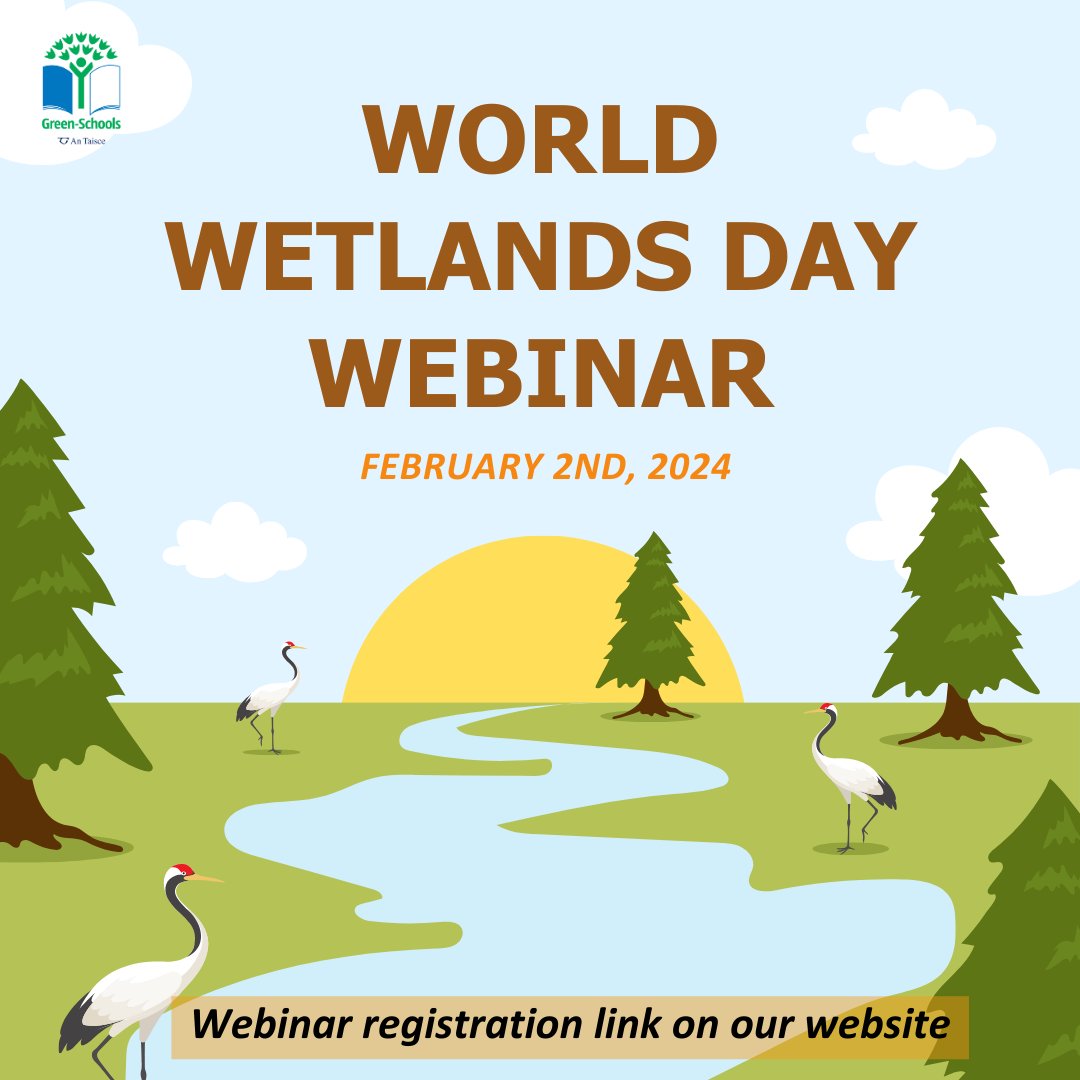 Green-Schools (@greenschoolsire) on Twitter photo Green-Schools are delighted to host a zoom webinar on February 2nd at 11am to celebrate #WorldWetlandsDay. We will be joined by two great speakers, Alan Balfe from the <a href="/traleebaywetlan/">Tralee Bay Wetlands Eco & Activity Park 🍃</a> & Katie Smirnova from <a href="/farmpeatproject/">FarmPEAT Project</a>.
🖱️: buff.ly/4b3fegu
#Webinar #Wetlands Green-Schools are delighted to host a zoom webinar on February 2nd at 11am to celebrate #WorldWetlandsDay. We will be joined by two great speakers, Alan Balfe from the <a href="/traleebaywetlan/">Tralee Bay Wetlands Eco & Activity Park 🍃</a> & Katie Smirnova from <a href="/farmpeatproject/">FarmPEAT Project</a>.
🖱️: buff.ly/4b3fegu
#Webinar #Wetlands