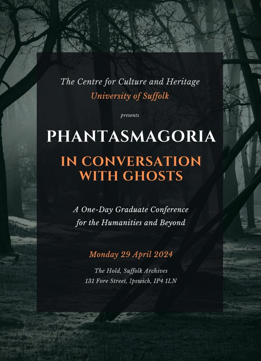 Only 1 week left to submit abstracts for our M. R. James symposium and graduate conference #Phantasmagoria! 👻😱 Submission details here: uos.ac.uk/our-research/r… @UniofSuffolk @UOS_Research @gothicmmu @HorrorStudies @DrFrancisYoung @jami @spectres_of #SuffolkHaunts2024