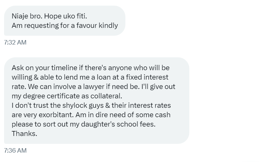 musakuru45's tweet photo. From my Dm, Anyone? The guy will be reading the comments in search of interested parties. https://t.co/c6PkXkQSxq